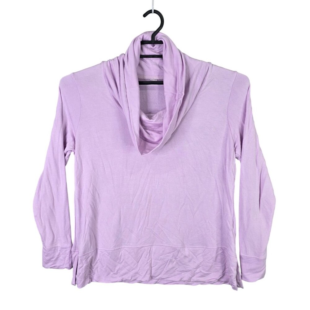 Womens Green Tea Lavender Cowl Neck Top Long Sleeve Rayon Blend Stretch Size L